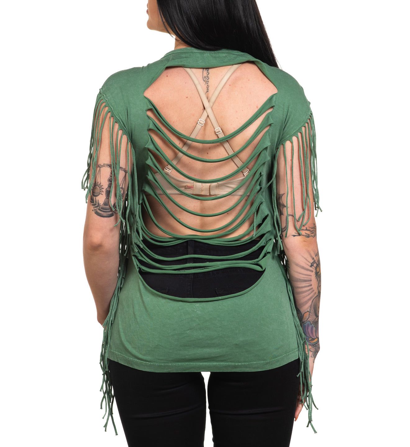 AC Rose Wings Fringe Tank